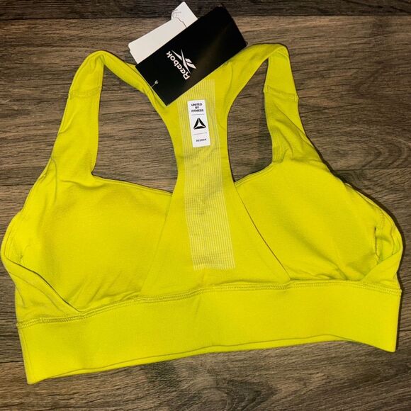 Reebok Yellow Compression Sports Bra Racerback Design - Picture 2 of 4